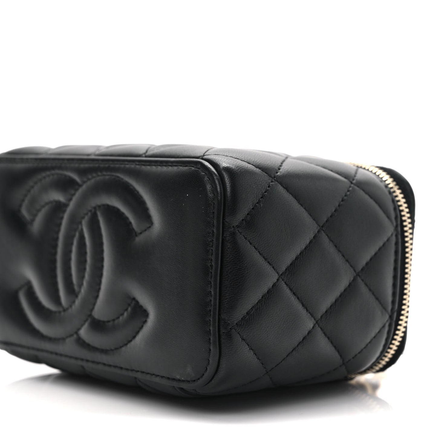 Lambskin Quilted Pick Me Up Vanity Case Black