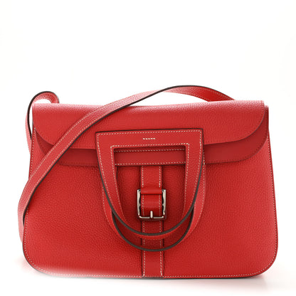 Hermes Taurillon Clemence Verso Halzan 31 GM Rouge Casaque Vermillion 1 of 13