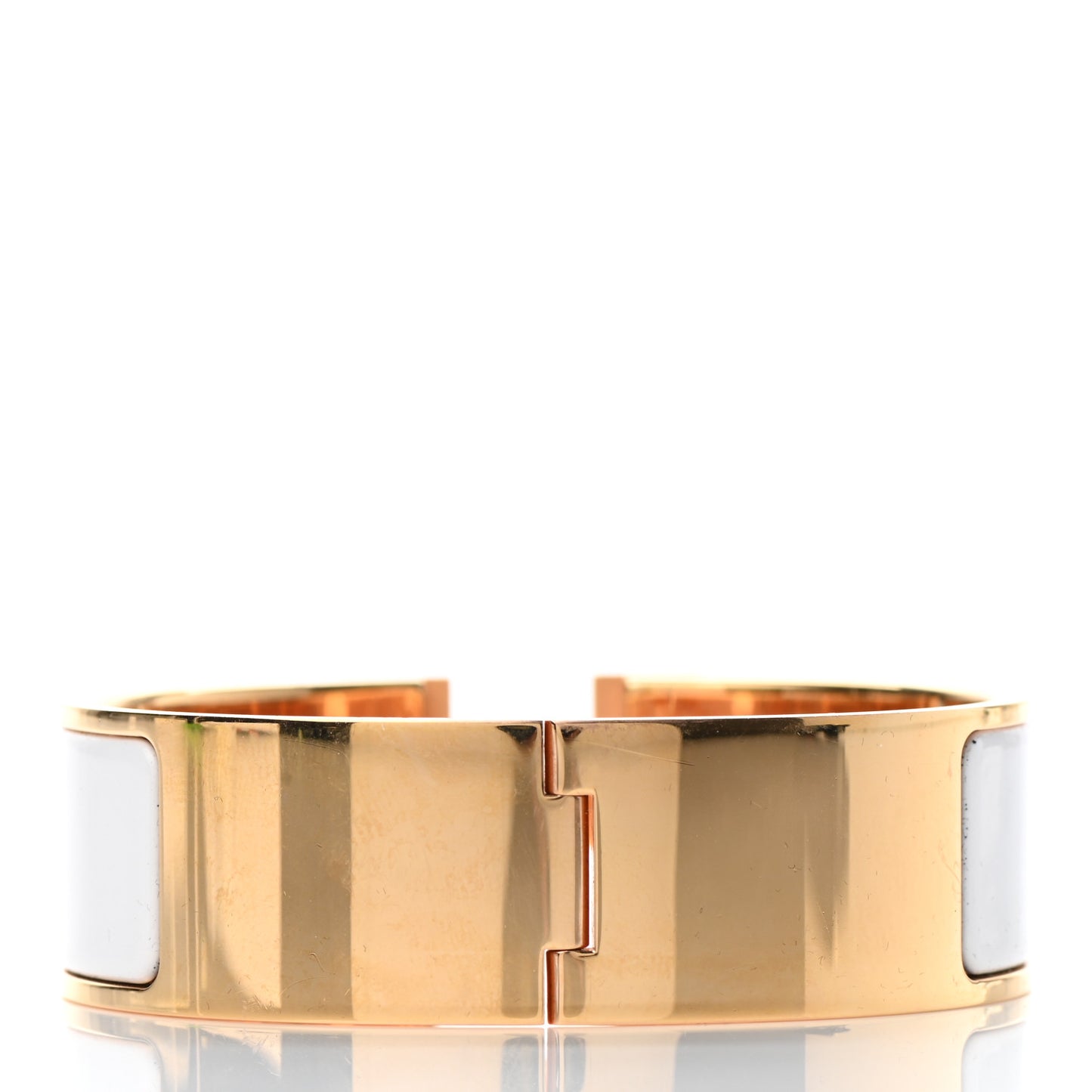Enamel Wide Clic Clac H Bracelet GM White