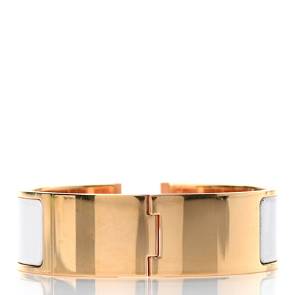 Hermes Enamel Wide Clic Clac H Bracelet GM White 3 of 5
