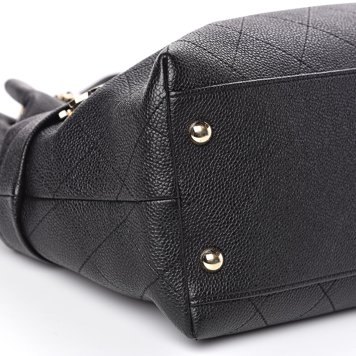Crumpled Grained Calfskin Zip and Carry Shopping Tote Black