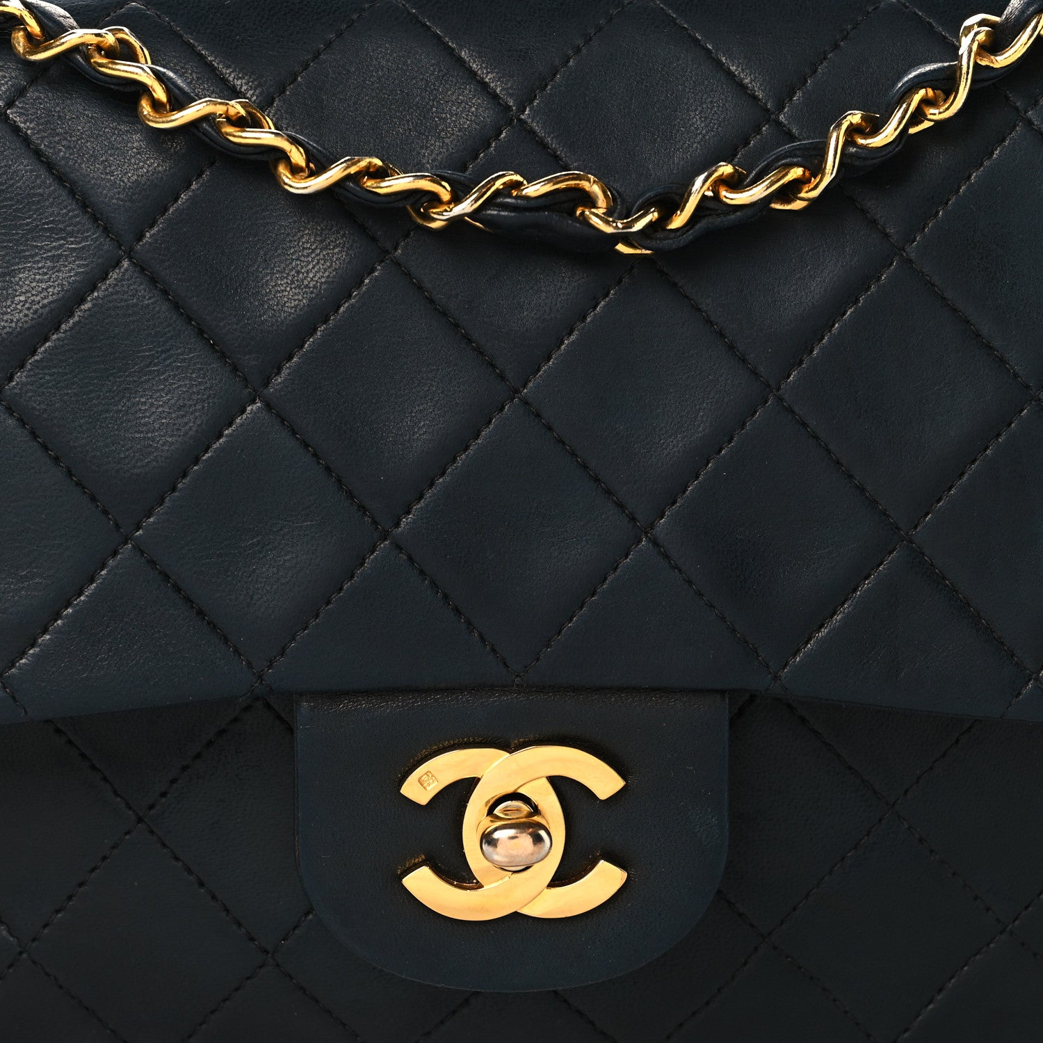 Chanel Lambskin Quilted Medium Double Flap Navy 7 of 9