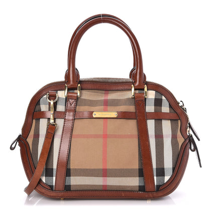 Burberry Bridle Calfskin House Check Small Orchard Bowling Bag Deep Claret 1 of 10