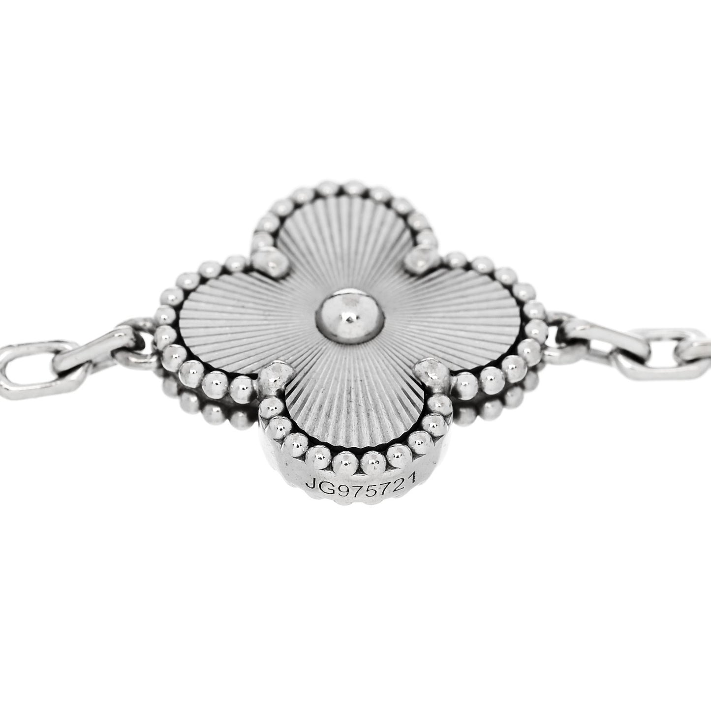 18K White Gold 5 Motifs Guilloche Vintage Alhambra Bracelet