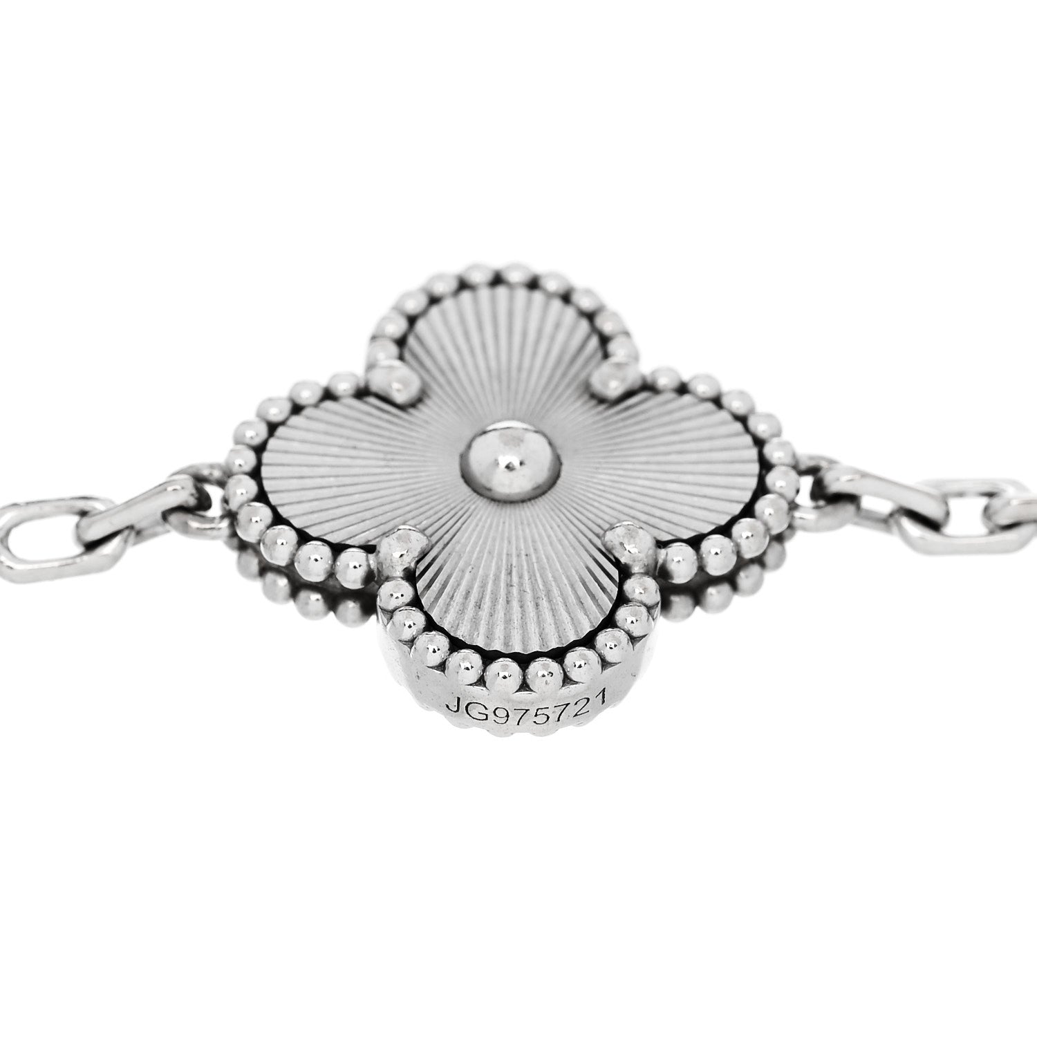 Van Cleef & Arpels 18K White Gold 5 Motifs Guilloche Vintage Alhambra Bracelet 3 of 5