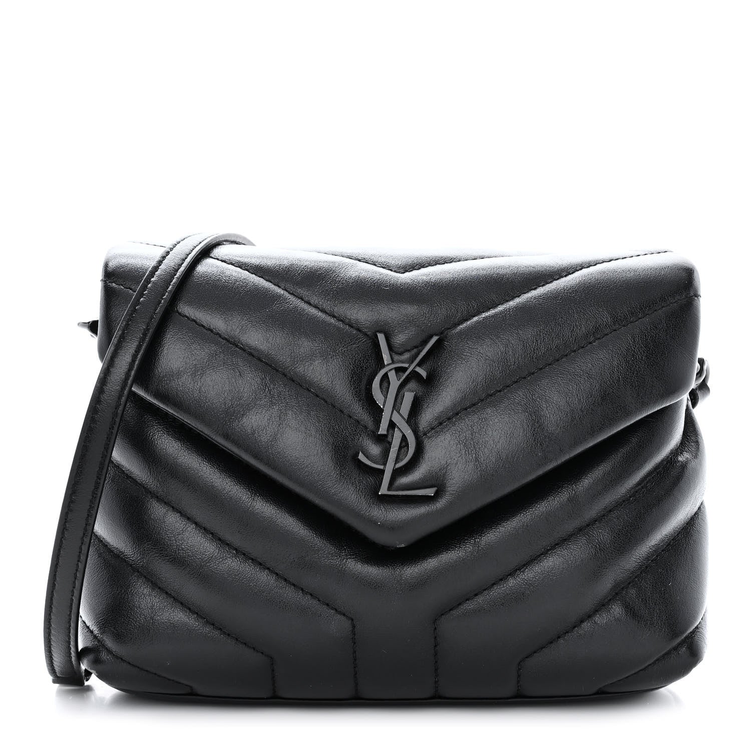 Saint Laurent Calfskin Y Quilted Monogram Monochrome Toy Loulou Crossbody Bag Black 1 of 11