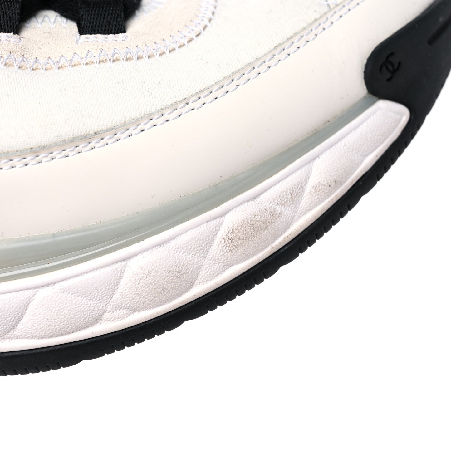 Velvet Calfskin Mixed Fibers CC Sneakers 39.5 Ivory Black