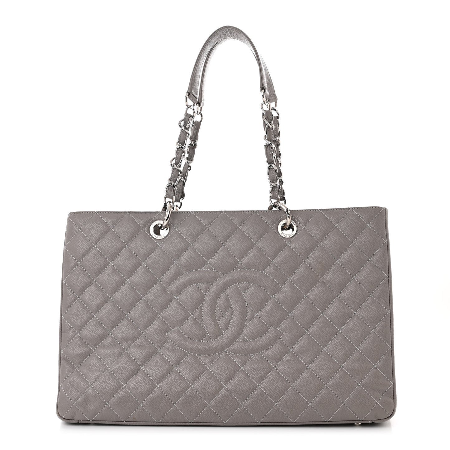 Caviar Quilted XL Grand Shopping Tote GST Light Grey