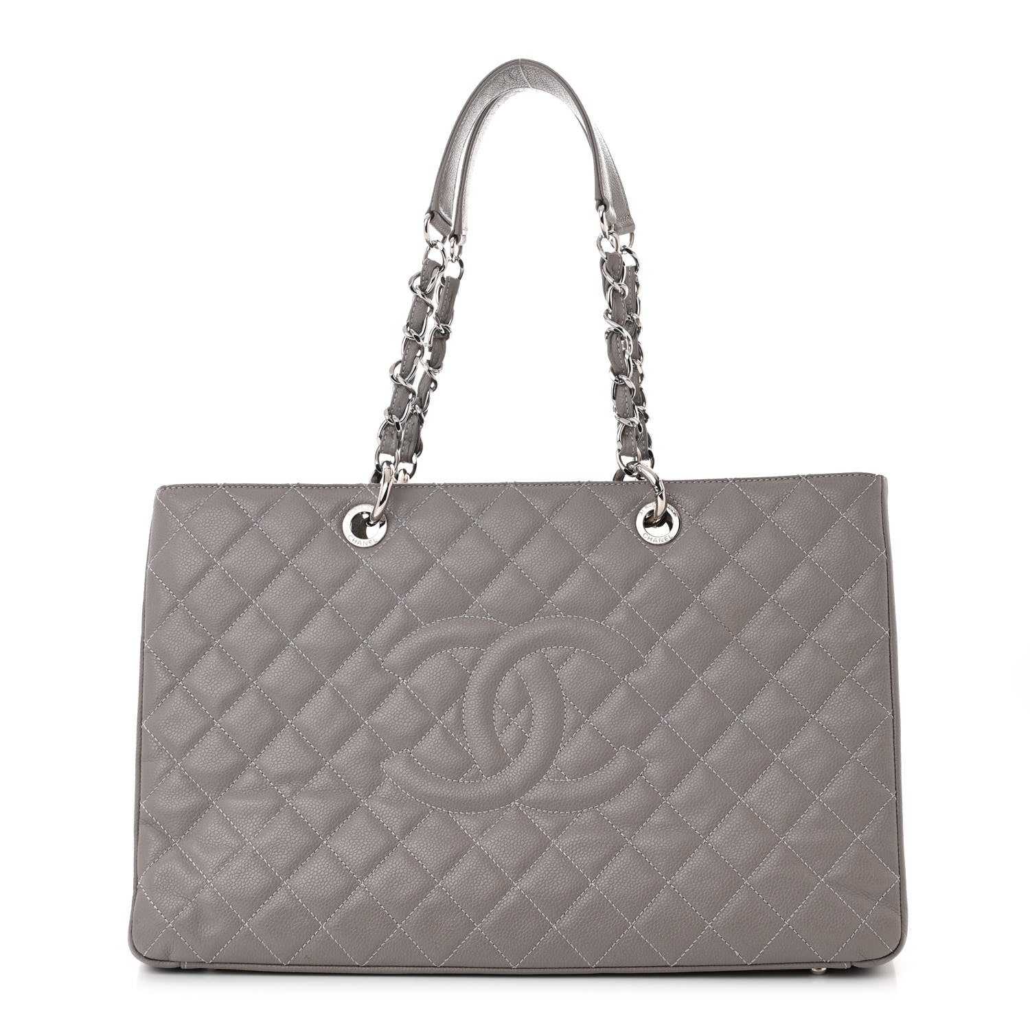 Chanel Caviar Quilted XL Grand Shopping Tote GST Light Grey 1 of 12