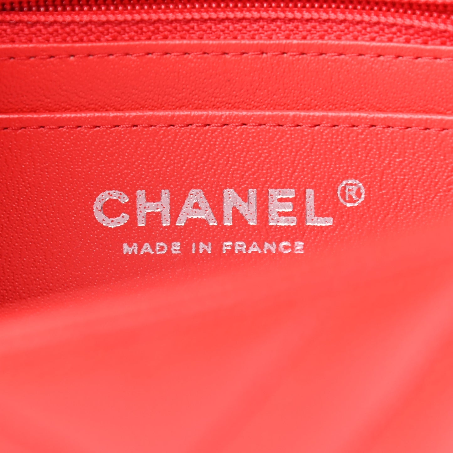 Caviar Chevron Quilted Mini Rectangular Flap Red