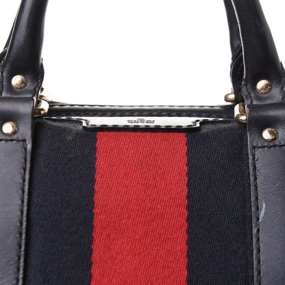 Gucci Monogram Selleria Calfskin Vintage Web Medium Boston Beige Blue 9 of 18