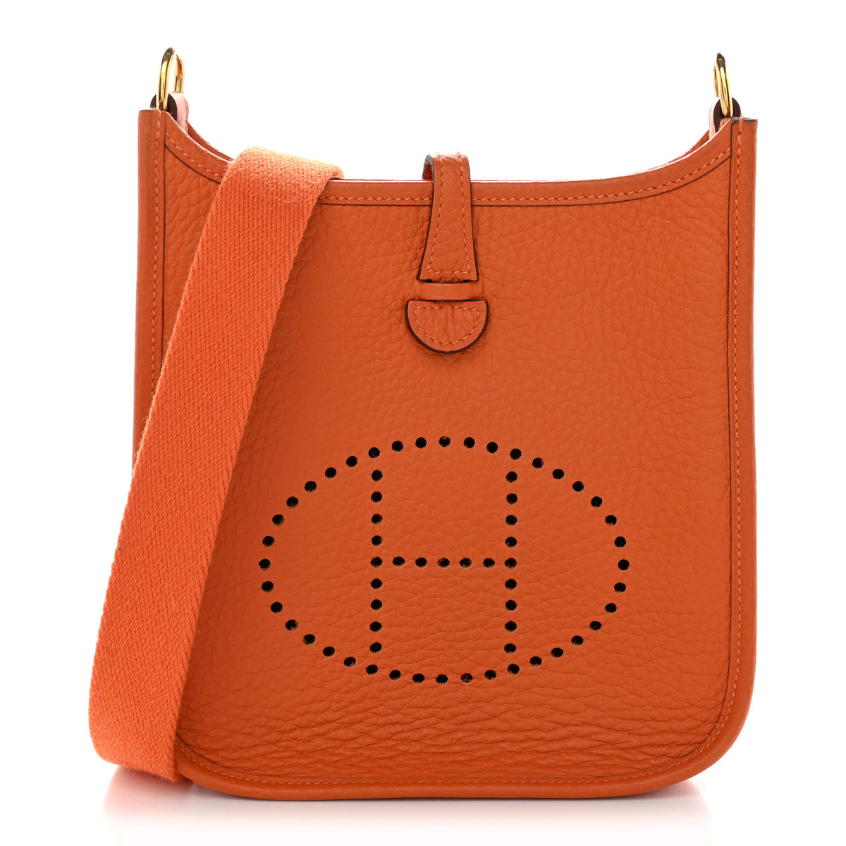 Hermes Taurillon Clemence Evelyne TPM Orange 1 of 10