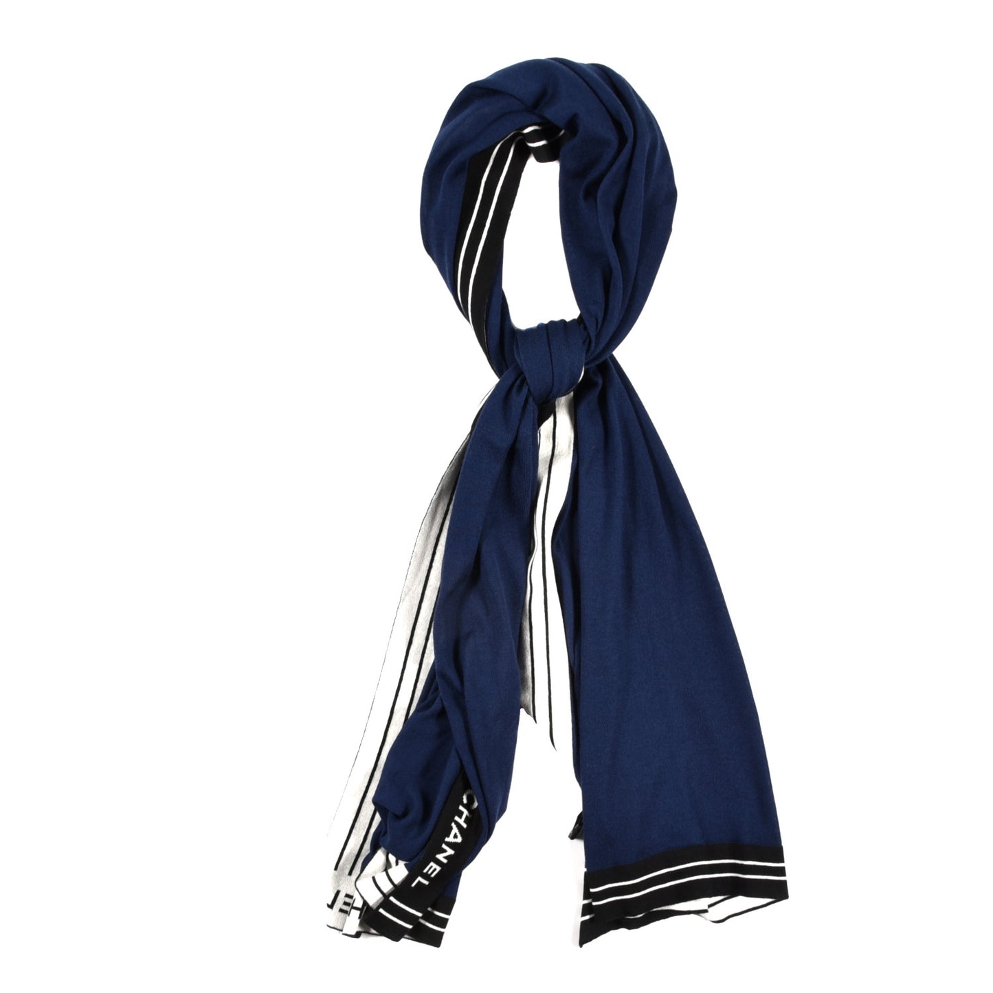 Cashmere Cotton Silk CC Scarf Navy
