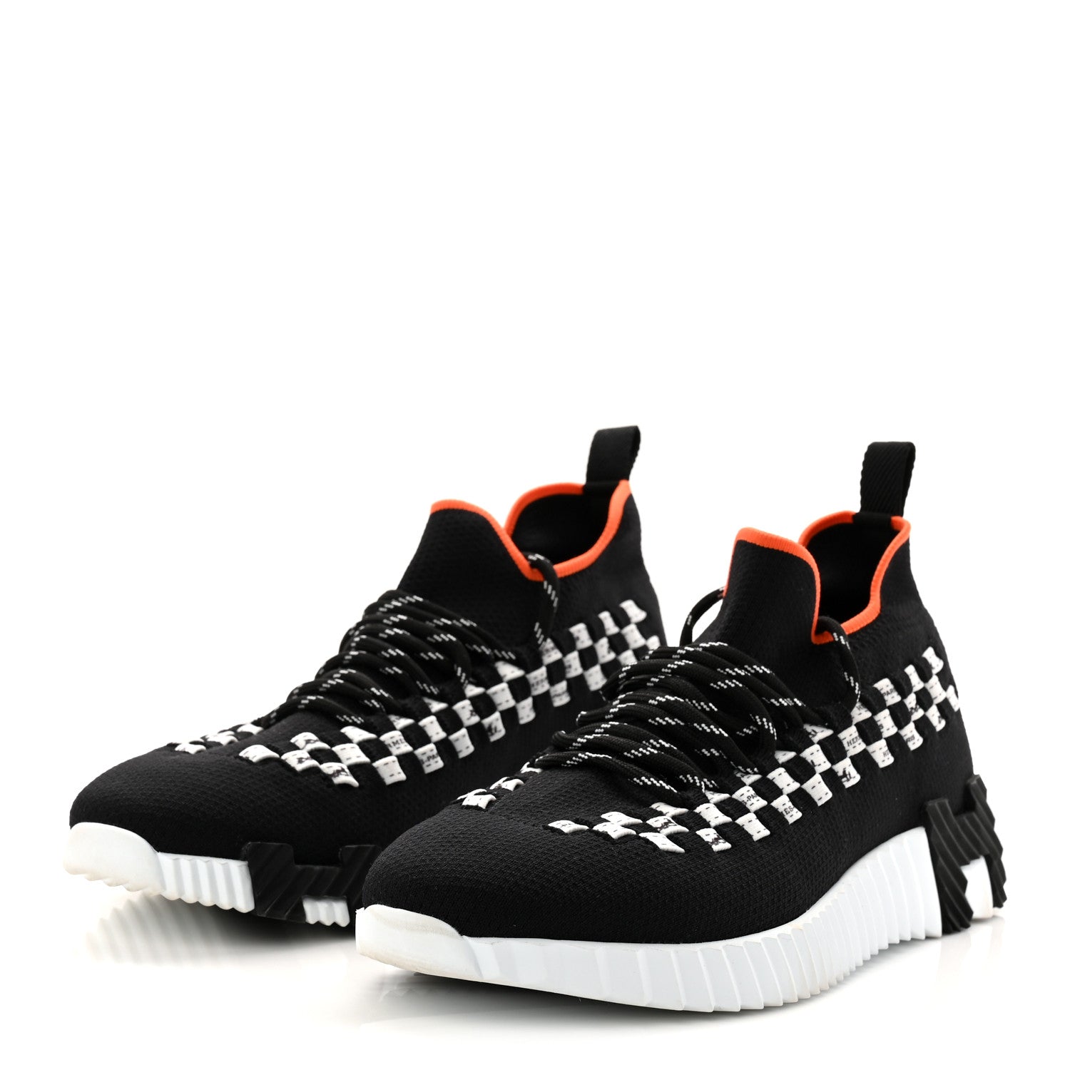 Hermes Knit Womens Flex Bolduc Sneakers 37 Black White 4 of 9