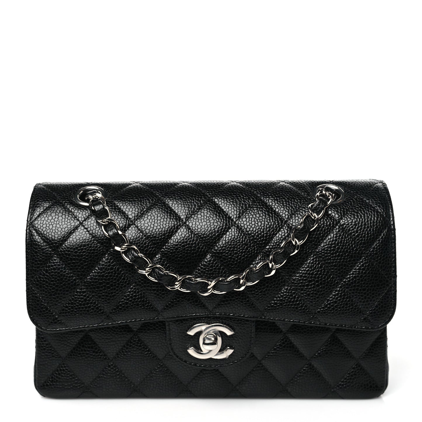 Caviar Quilted Small Double Flap Black