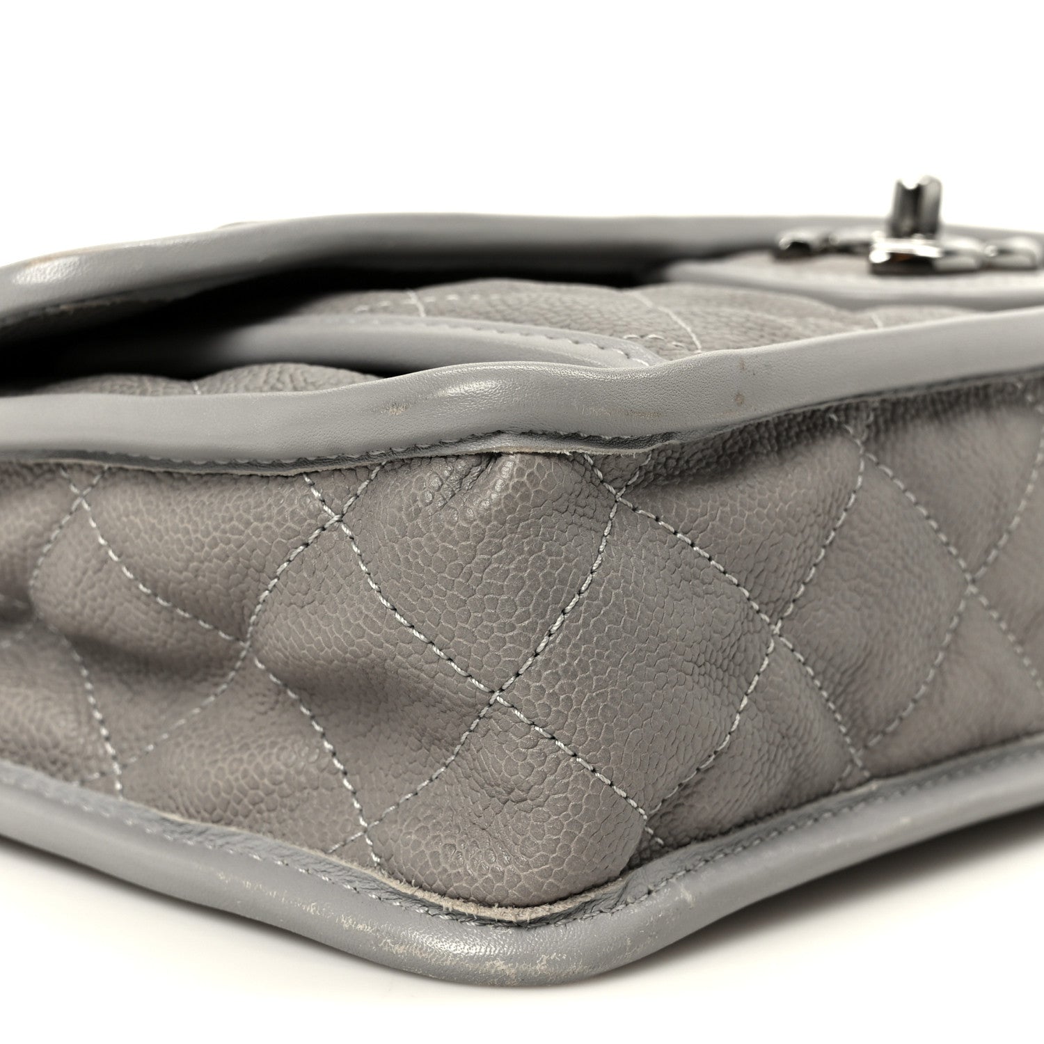 Chanel Caviar Quilted Medium French Riviera Flap Light Grey 10 of 11