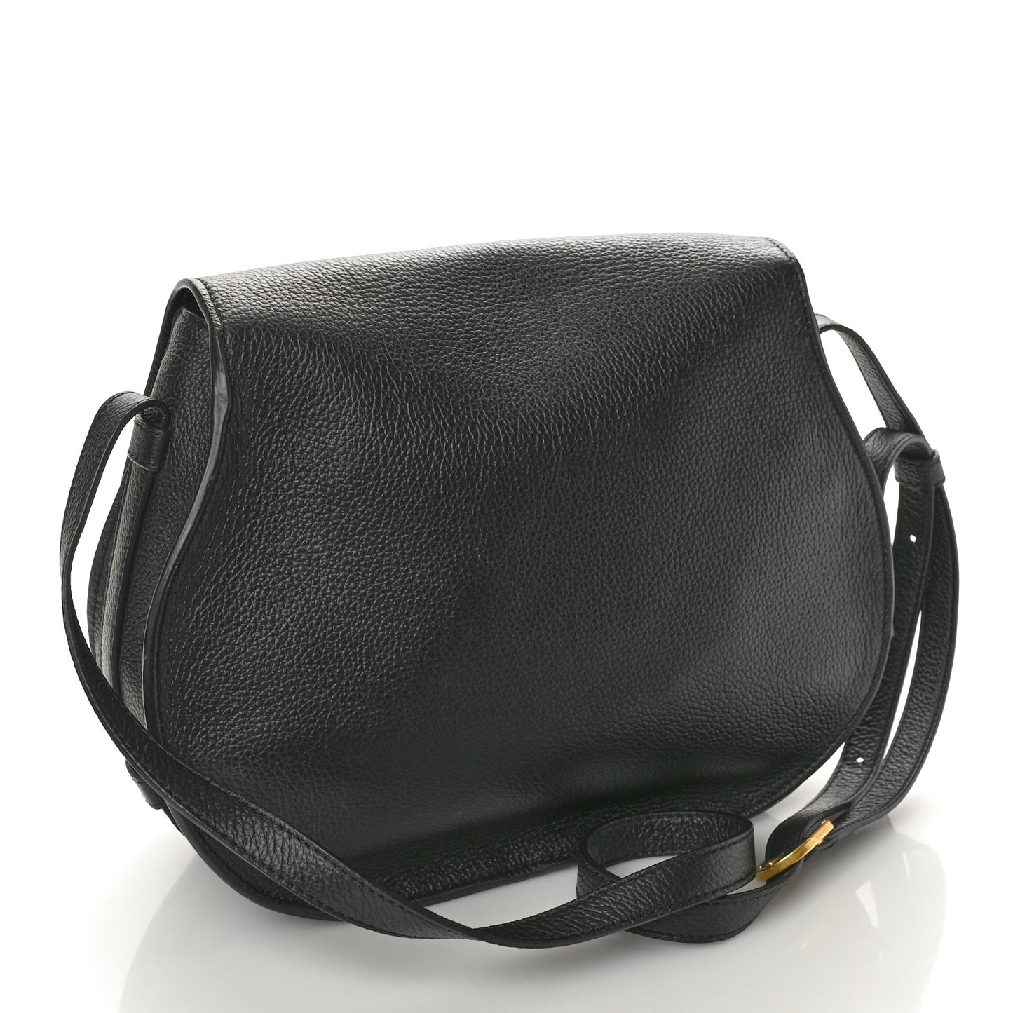 Calfskin Medium Marcie Round Crossbody Bag Black