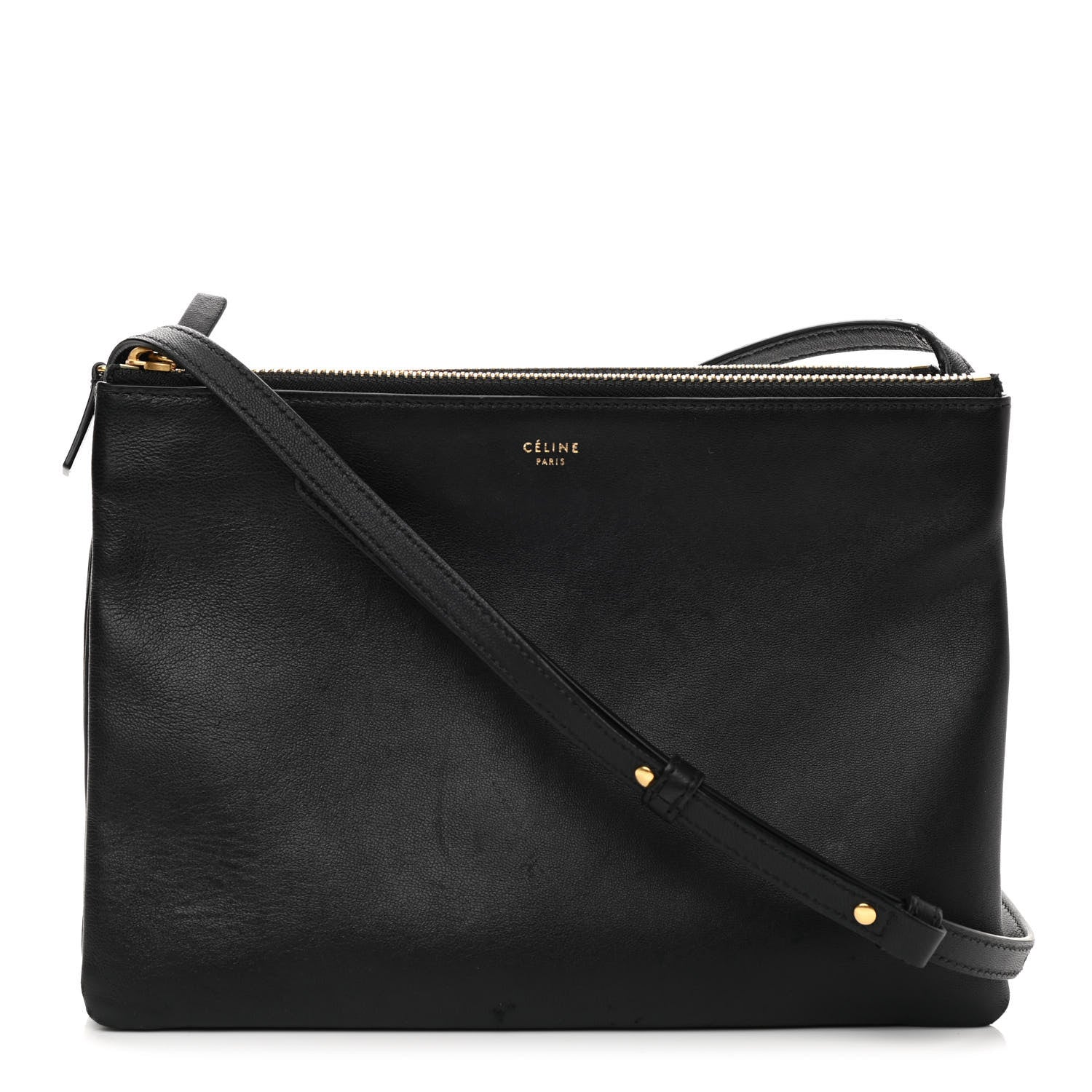 Celine Lambskin Large Trio Crossbody Bag Black 1 of 12