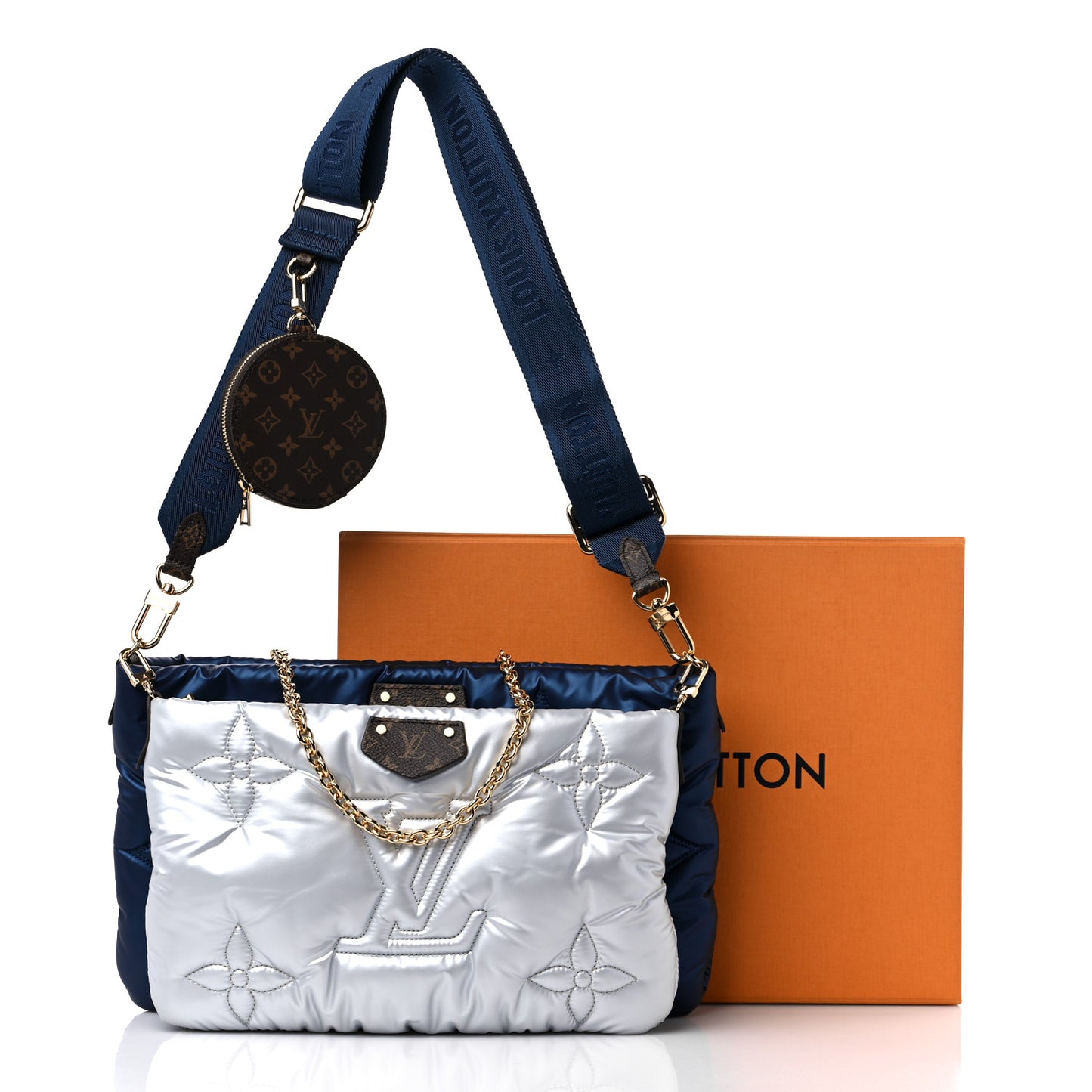 Econyl Monogram Pillow Maxi Multi Pochette Accessories Navy Silver