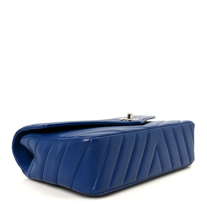 Chanel Caviar Chevron Quilted Single Flap Blue 4 of 11