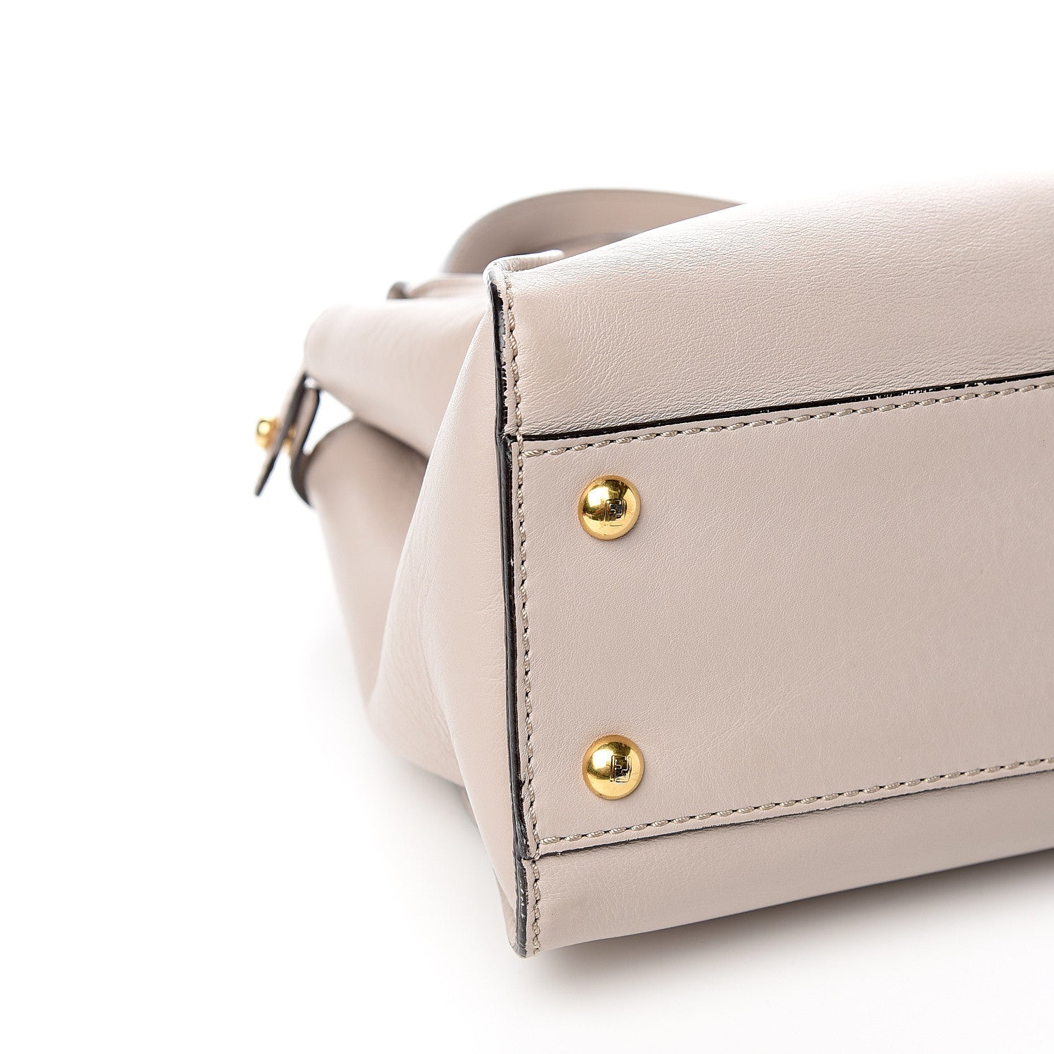 Fendi Vitello Seta Shiny Nappa Medium Peekaboo Iconic Satchel Grigio Polvere Bois de Rose 8 of 10