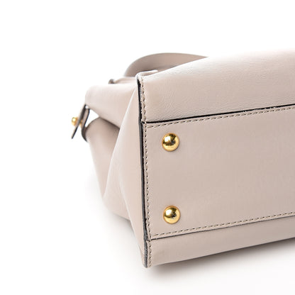 Fendi Vitello Seta Shiny Nappa Medium Peekaboo Iconic Satchel Grigio Polvere Bois de Rose 8 of 10