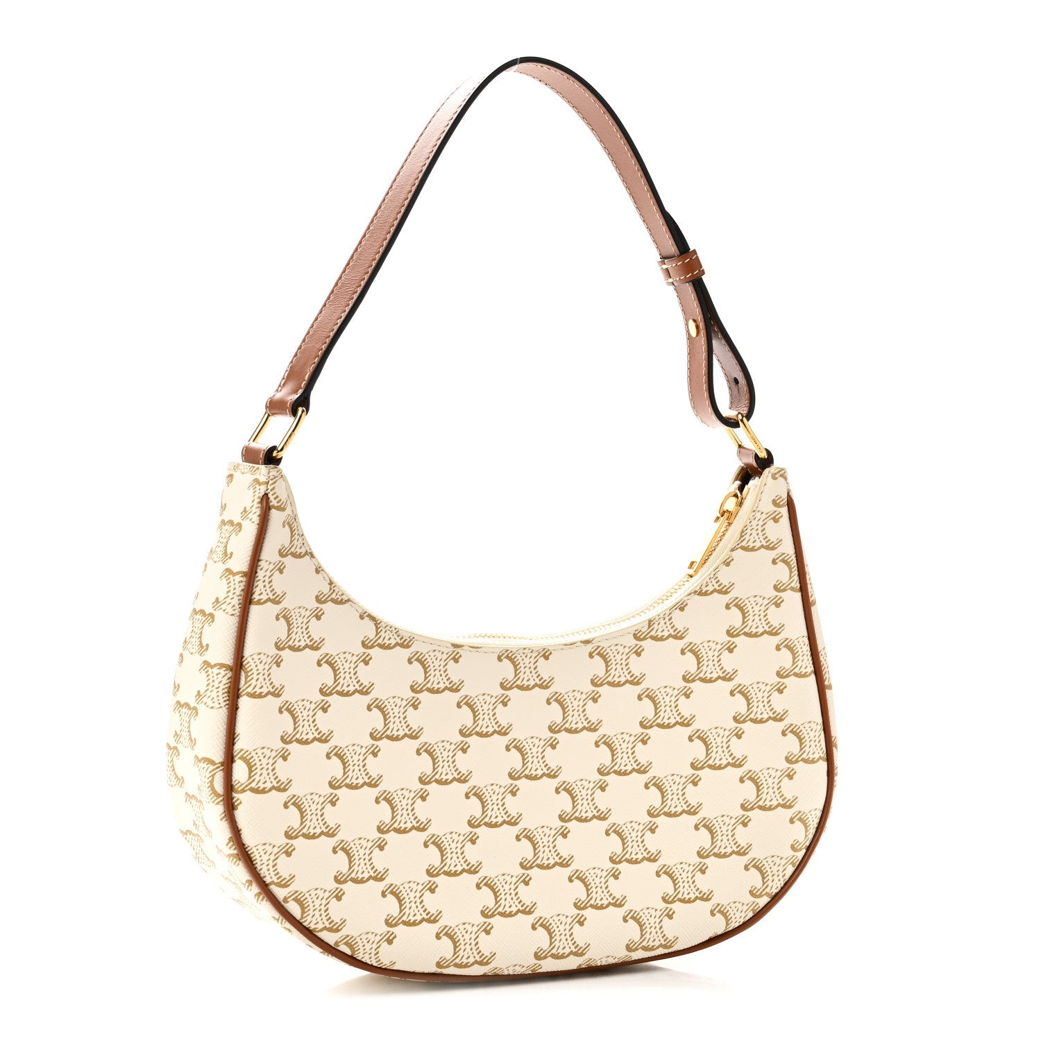 Celine Canvas Calfskin Ava Triomphe Shoulder Bag White 3 of 9