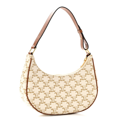 Celine Canvas Calfskin Ava Triomphe Shoulder Bag White 3 of 9