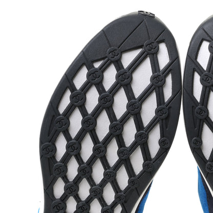 Chanel Suede Calfskin CC Sneakers 37 Blue Navy Dark Navy 7 of 12