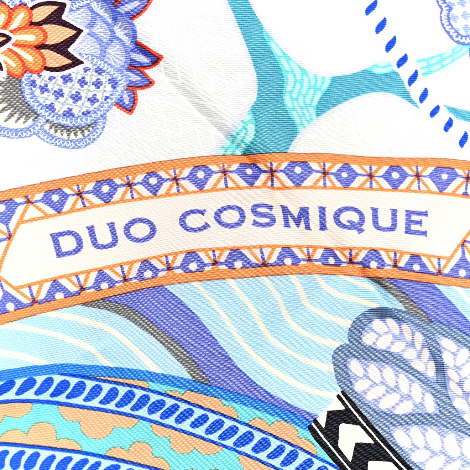 Hermes Silk Twill Duo Cosmique Scarf 90 Rose Pale Bleu Orange 5 of 5