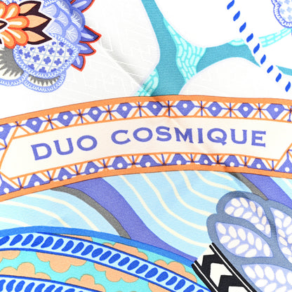 Hermes Silk Twill Duo Cosmique Scarf 90 Rose Pale Bleu Orange 5 of 5