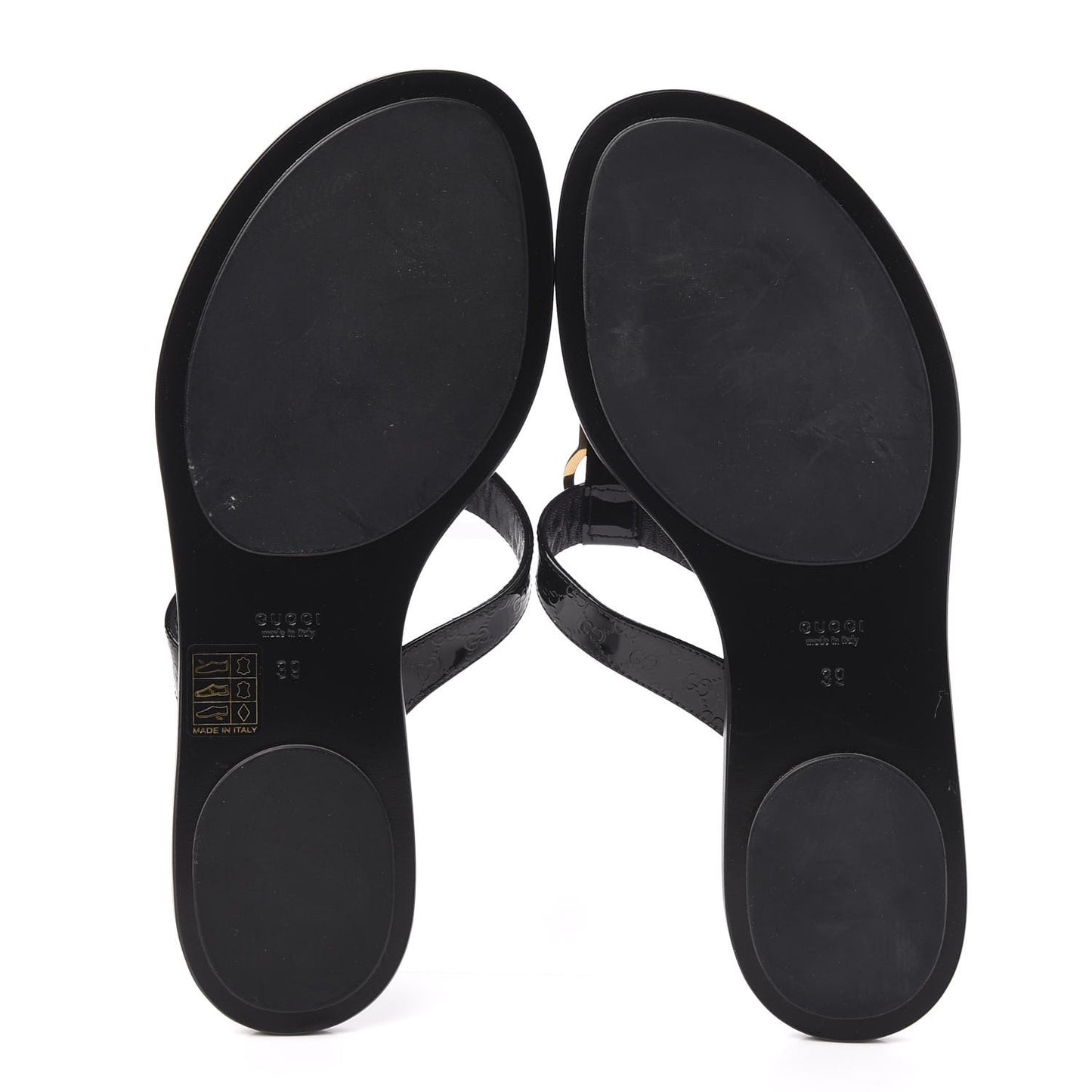 Patent Guccissima Thong Sandals 39 Black