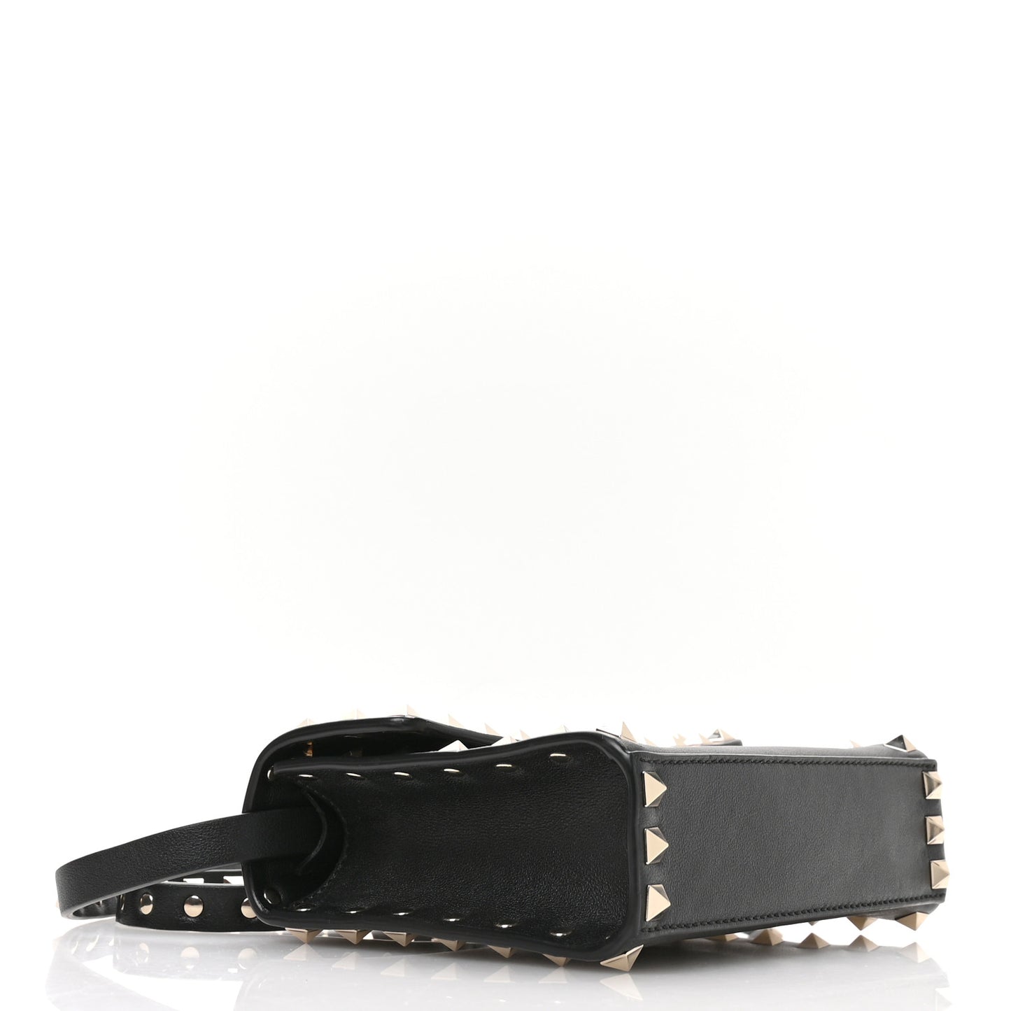 Vitello Rockstud Flap Crossbody Bag Black