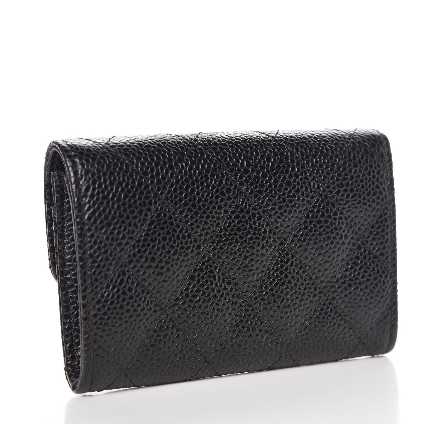 Caviar Quilted Flap Card Holder Black