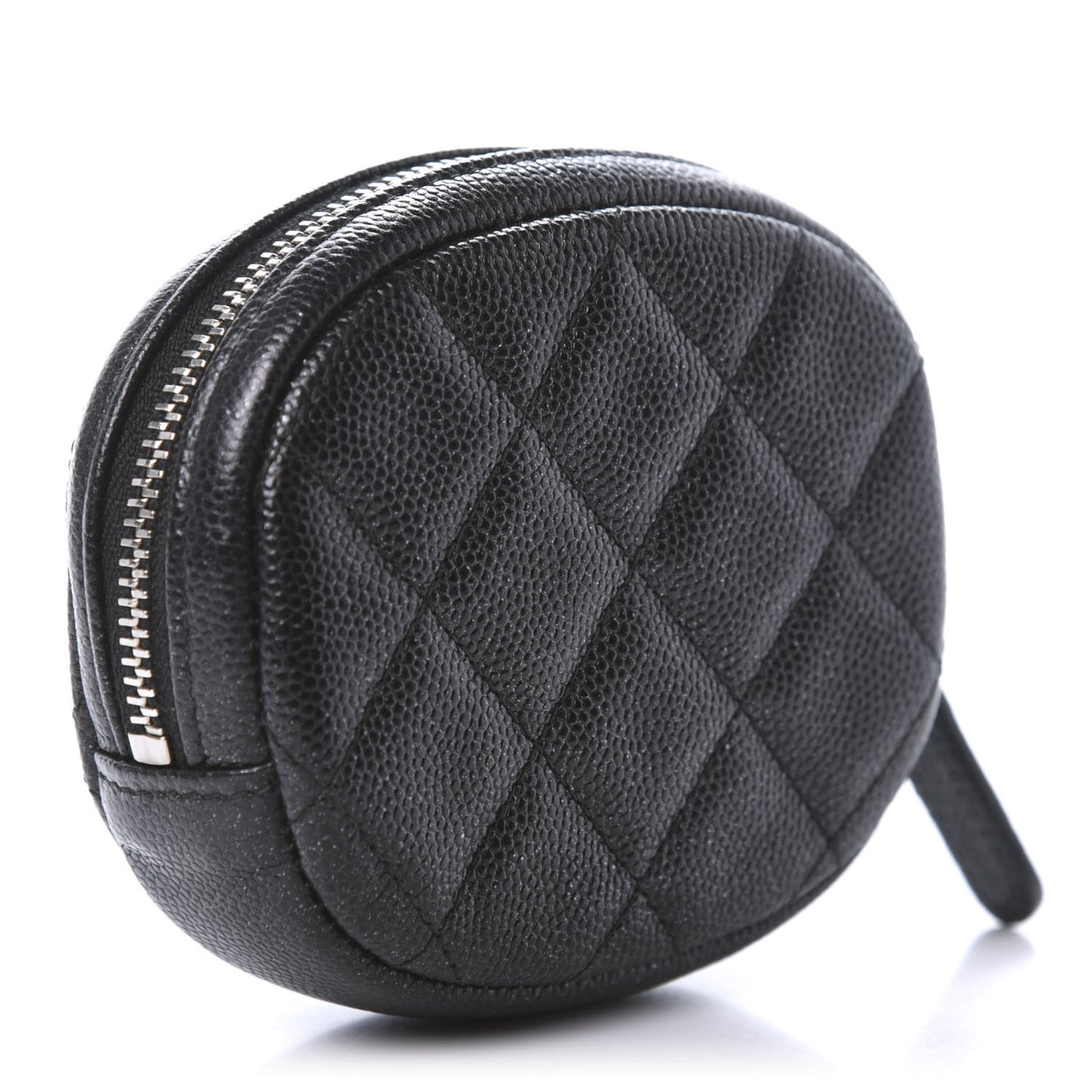 Iridescent Caviar Quilted Zip Around Classic Coin Purse Black