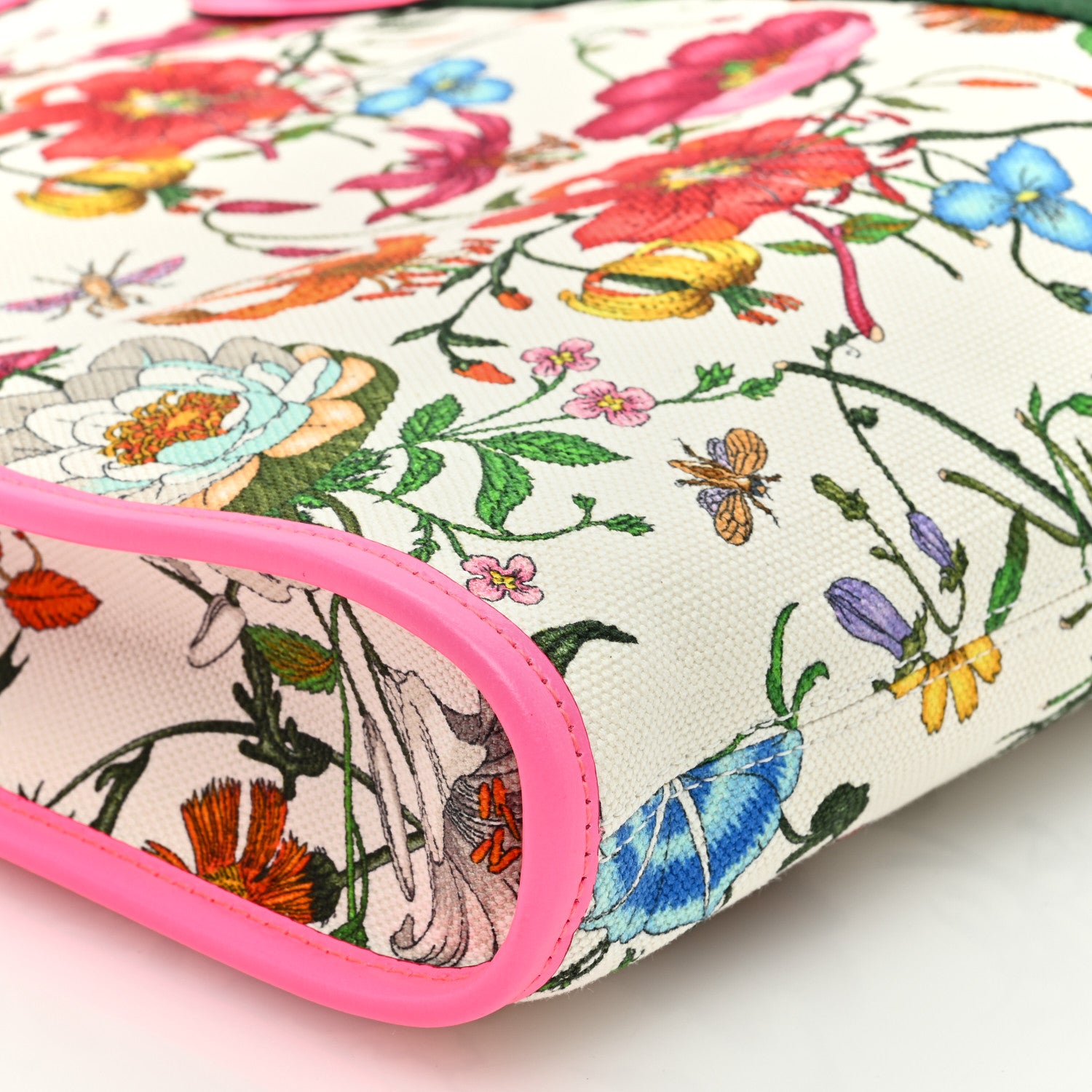 Gucci Canvas Flora Large Rajah Chain Tote White Multicolor Fuxia Fluo 11 of 12