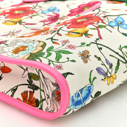 Gucci Canvas Flora Large Rajah Chain Tote White Multicolor Fuxia Fluo 11 of 12