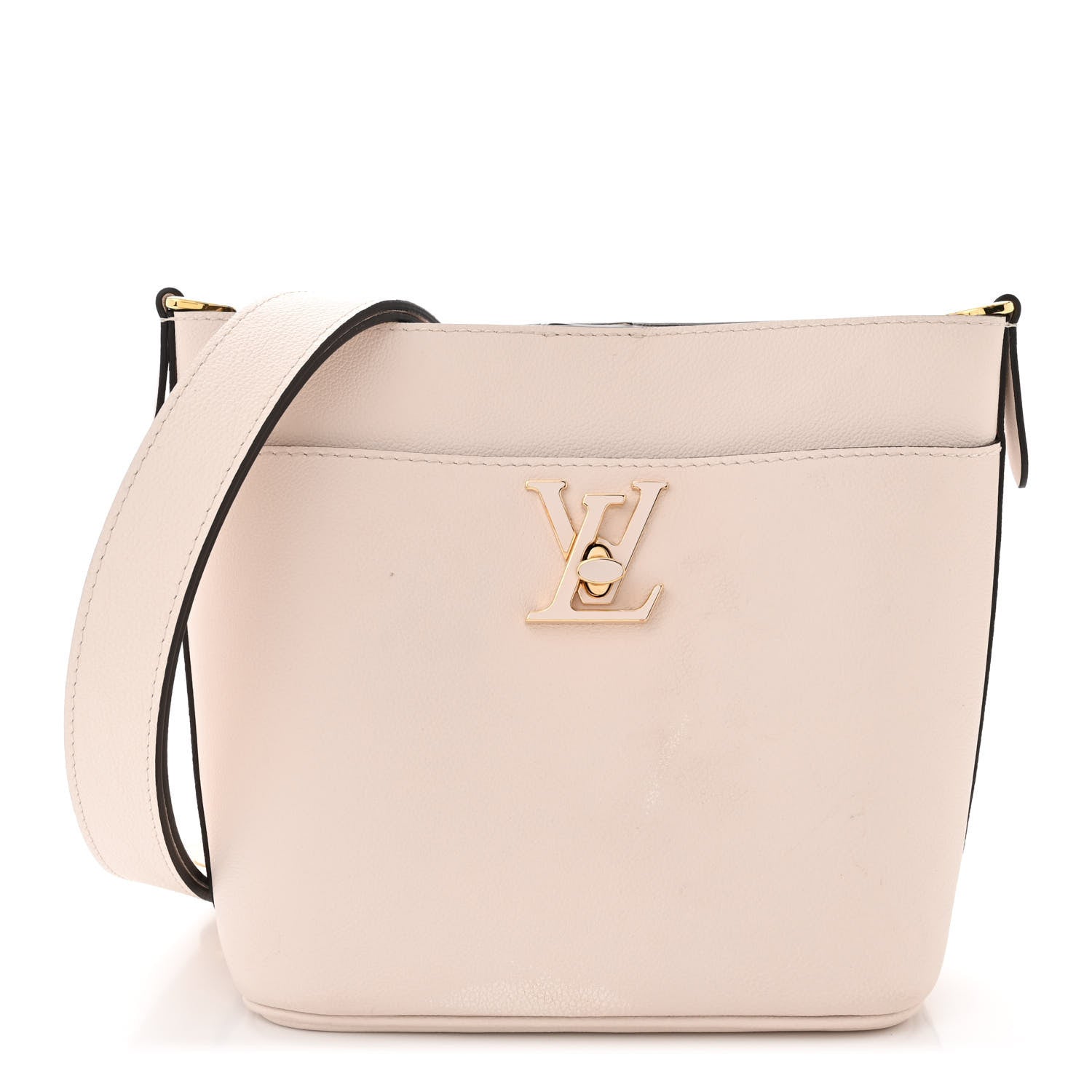 Louis Vuitton Grained Calfskin Lock and Walk Bucket Quartz 1 of 15