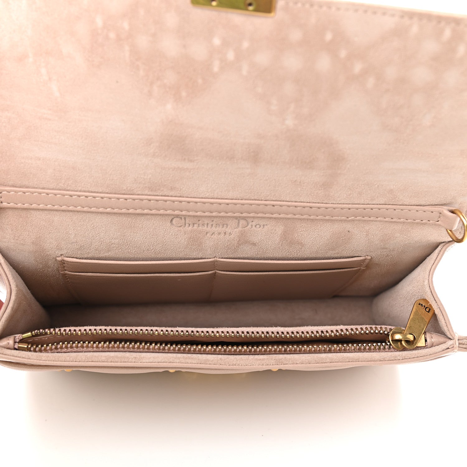 Christian Dior Lambskin Cannage Studded Dioraddict Wallet on Chain Clutch Nude 4 of 8