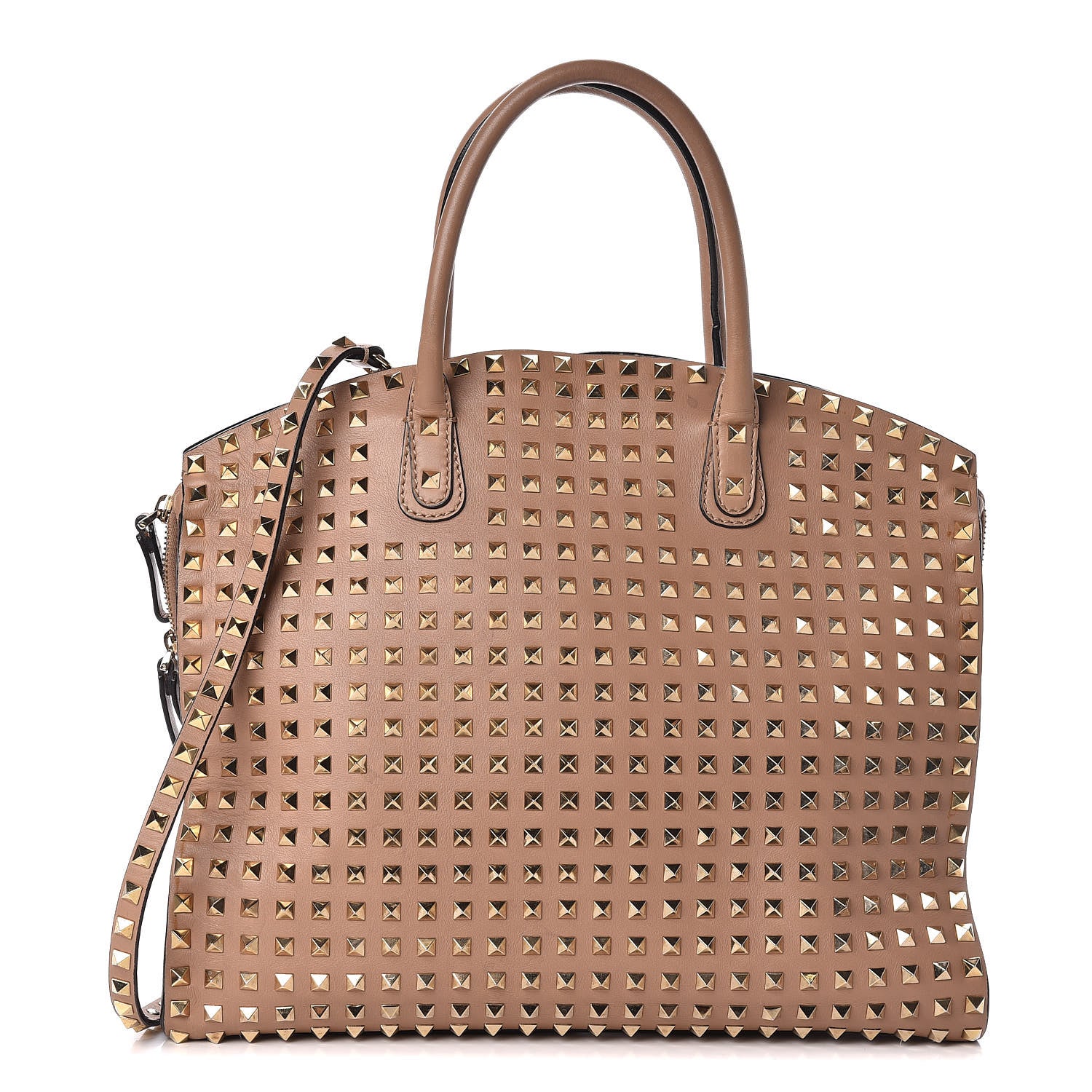 Valentino Garavani Vitello Rockstud All Over Dome Shopper Taupe 1 of 16