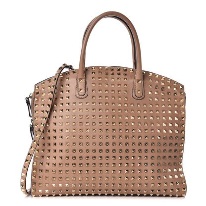 Valentino Garavani Vitello Rockstud All Over Dome Shopper Taupe 1 of 16