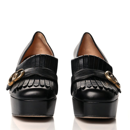 Gucci Malaga Kid GG Marmont Fringe Platform Loafer Pumps 39 Black 2 of 10