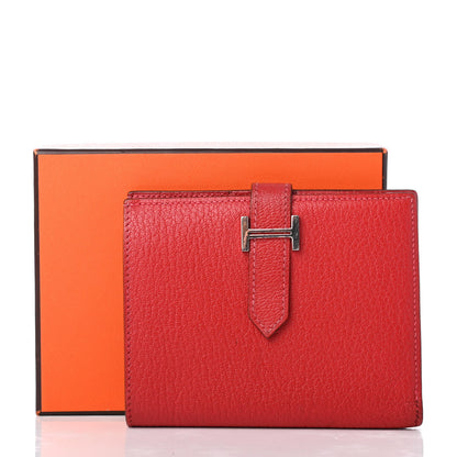 Hermes Chevre Mysore Bearn Compact Wallet Rouge Vif 8 of 8