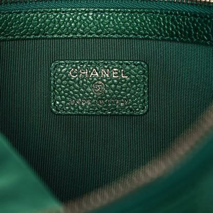Chanel Metallic Caviar Quilted Medium Cosmetic Case Green 6 of 13