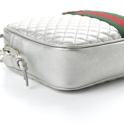 Gucci Laminated Nappa Web Trapuntata Small GG Shoulder Bag Argento 6 of 11