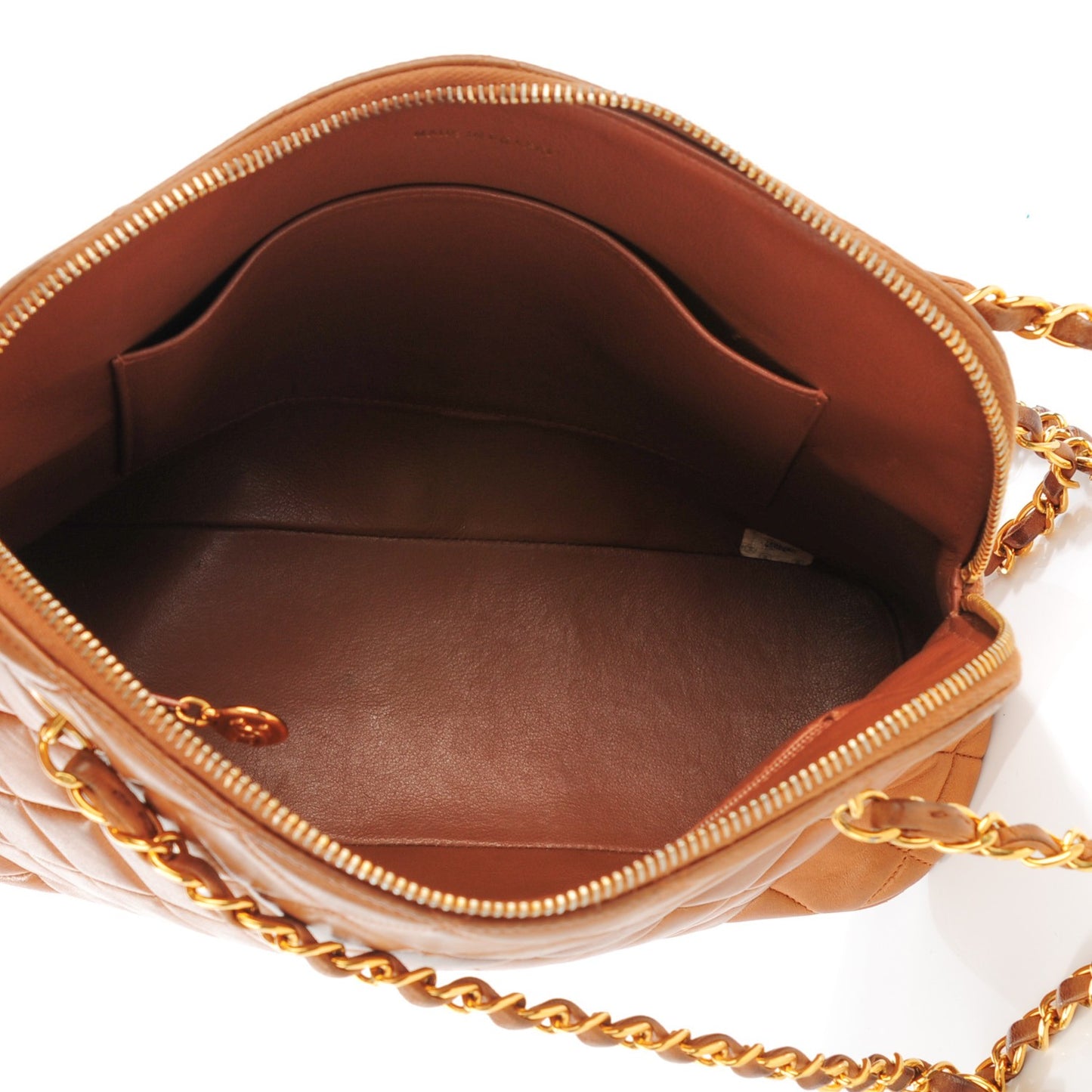 Lambskin Quilted Shoulder Bag Light Brown