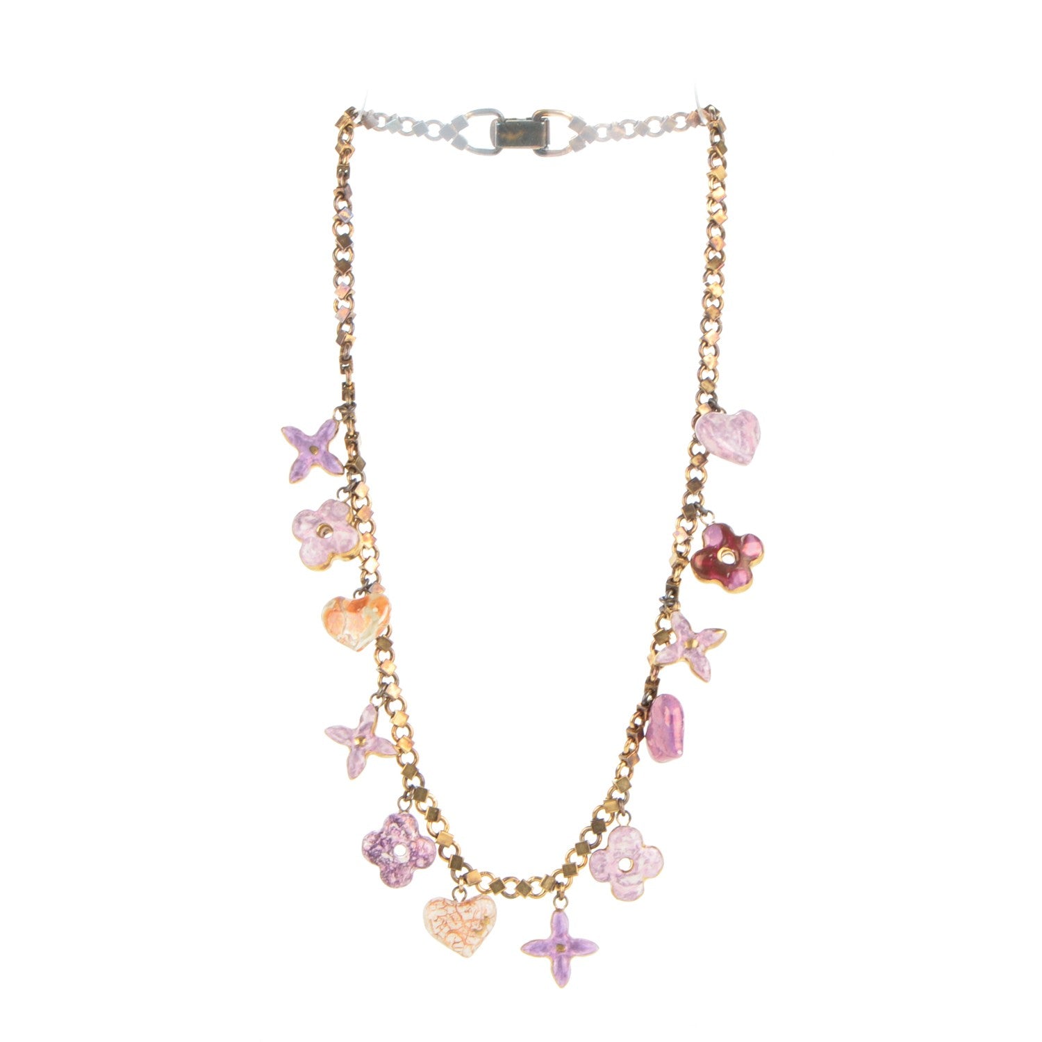 Louis Vuitton Ceramic Watercolor Baroque Charms Necklace Brass Multicolor 3 of 5
