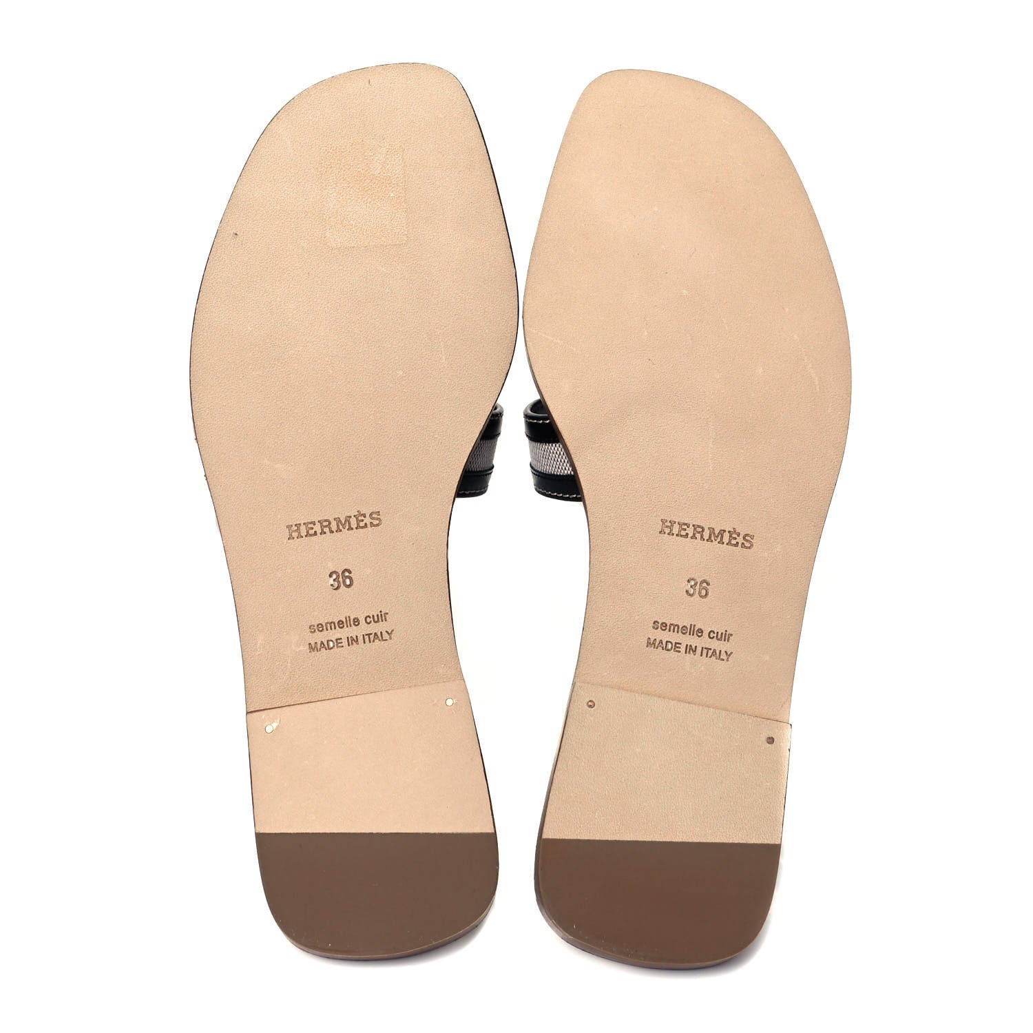 Hermes Calfskin Canvas Oran Sandals 36 Black 5 of 7