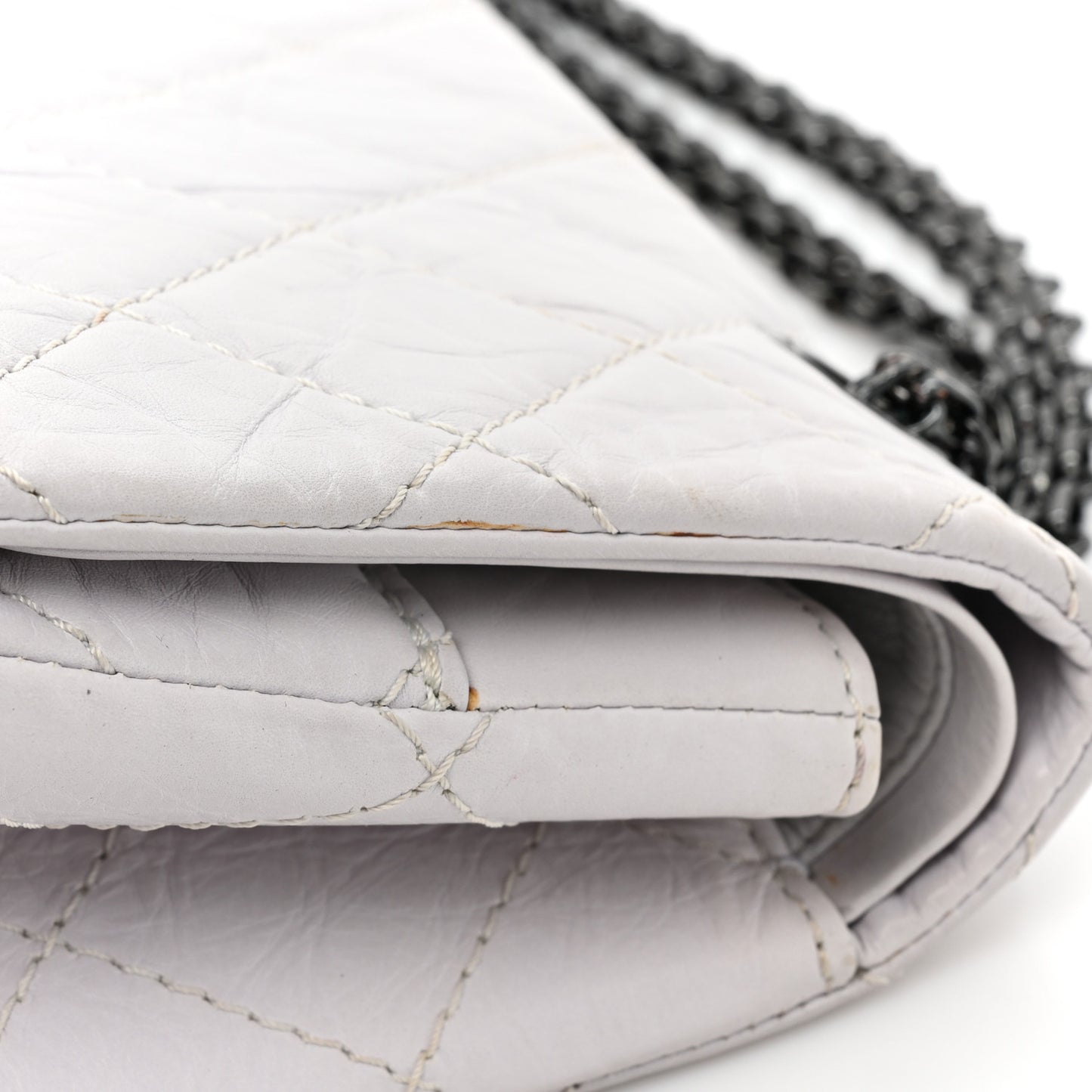 Aged Calfskin Quilted 2.55 Reissue 227 Flap White