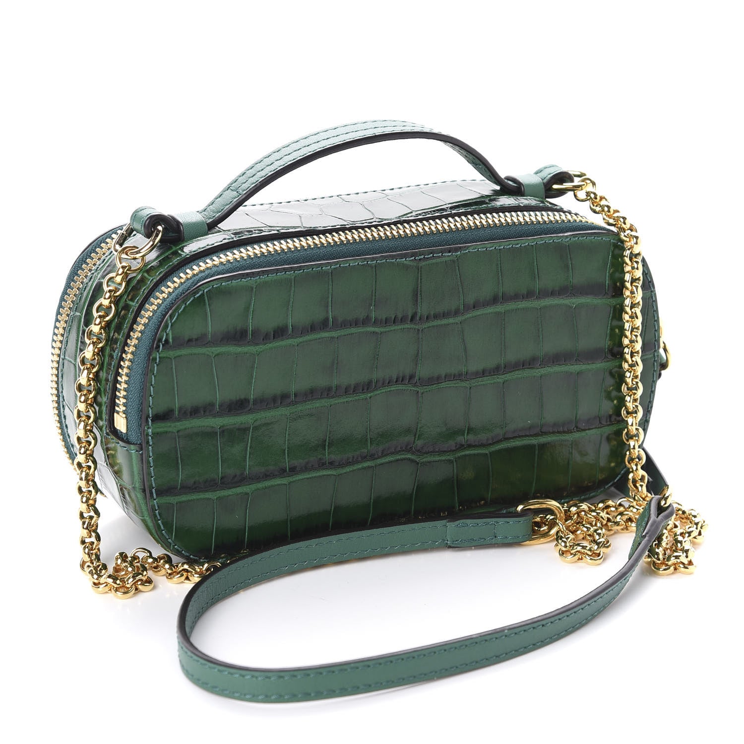 Chloe Calfskin Crocodile Embossed Mini C Vanity Bag Woodsy Green 3 of 10